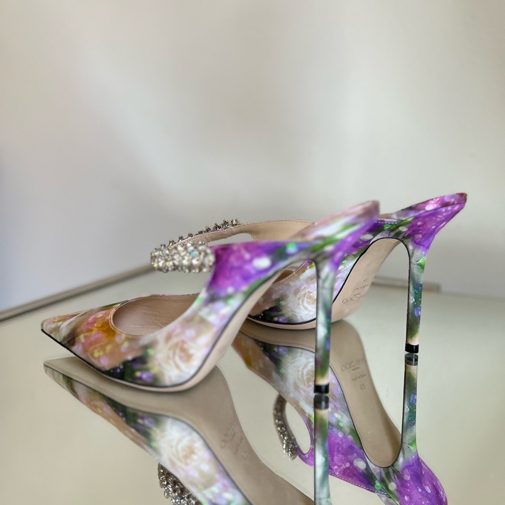 Like new Jimmy Choo Bing 100mm Multi-Color Satin Mules 39 $1,095 - Picture 8 of 11